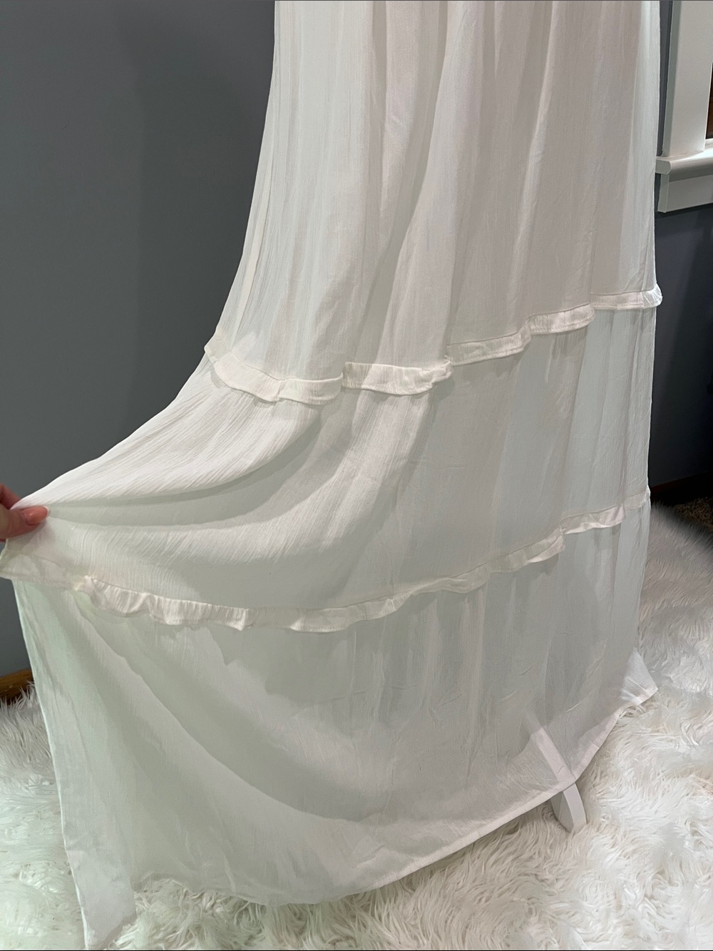Bohemian White Maxi Dress with Tiered Ruffles - Picture 6 of 9
